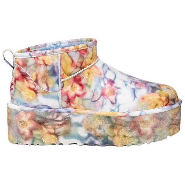 UGG Classic Ultra Mini Platform Boot Collina Strada Light Blue Floral Unisex Sneakers 1170171-LLF