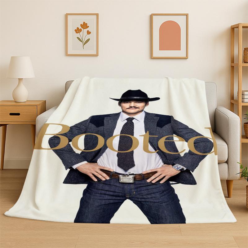 Fashion Pedro Pascal Star Flannel Blanket Soft Warm Throw Blanket for Bedroom Living Room Bed Travel Camping Picnic Gift Kids