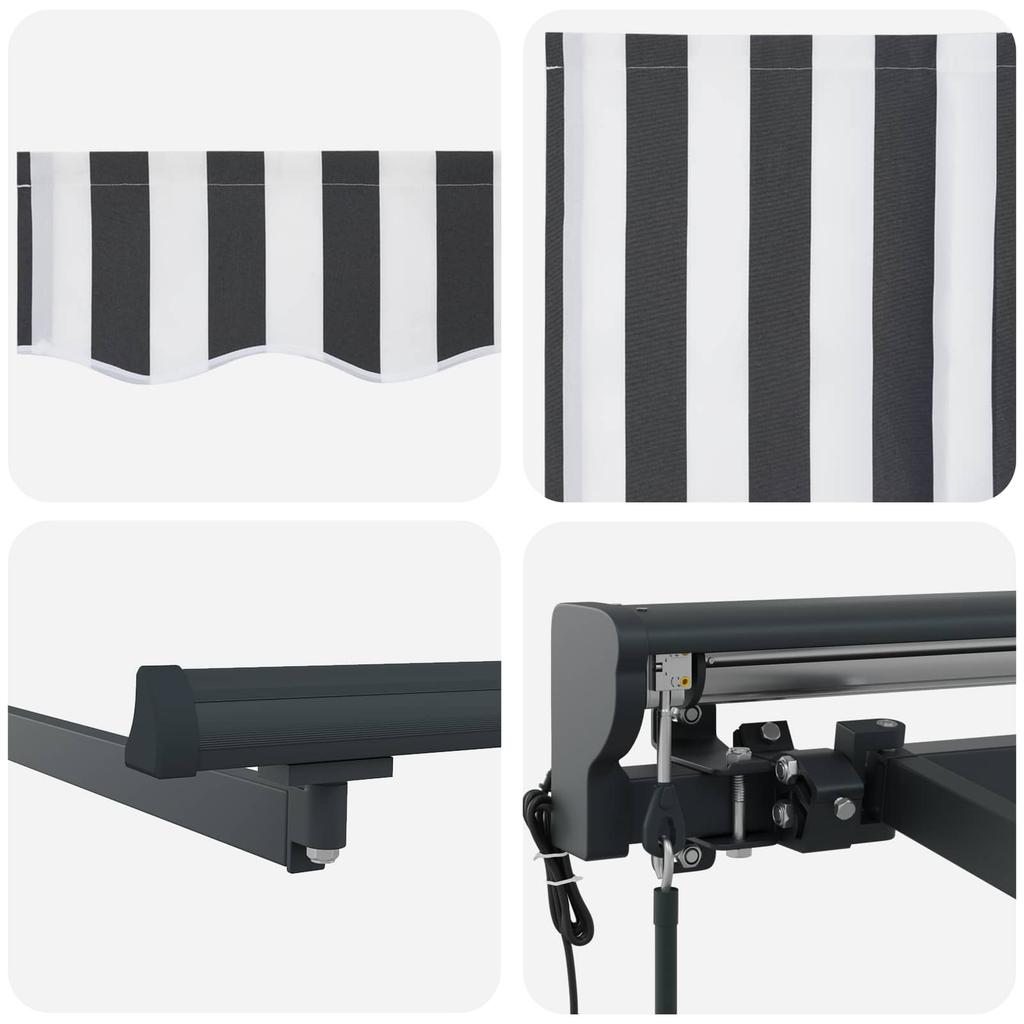 Electric Retractable Awning Anthracite and White 3.5 X 2 M