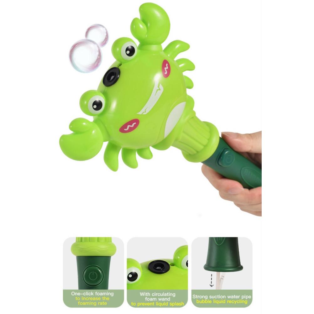 Bubble Wand Cartoon Crab Musical Bubble Blower with Lights Handheld Automatic Bubble Machine Party Favors Gifts for
