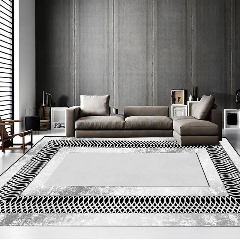 Grauer Teppich im Retro-Stil für großes Wohnzimmer, Minimalismus, Salon-Tischbereich, Rutschfeste Schlafzimmer-Fußmatte 200x300, Dekoration Zuhause