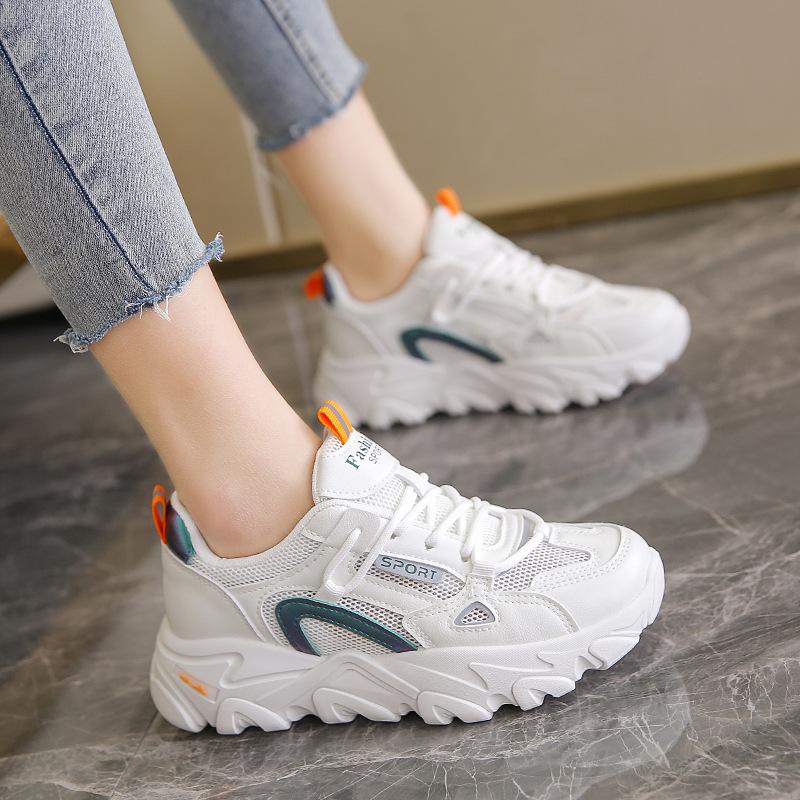 Showing feet small women's shoes spring and summer new breathable mesh dad shoes women's ultra-lightweight shock-absorbing sports shoes women's