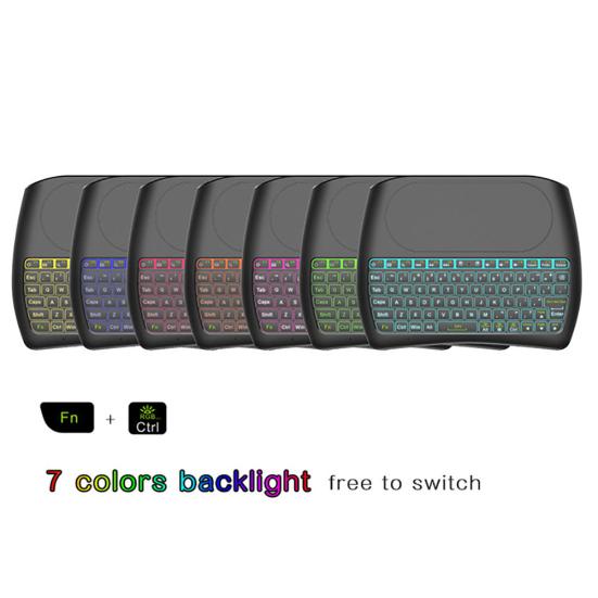 D8 Mini Colorful Backlight Wireless Keyboard Air Mouse Touchpad for Smart TV