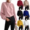 Damen Elegant Einfarbig Revers Langarm Einreiher Locker Oberteil