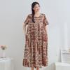 DIMANAF 2025 Women Plus Size Spring Summer Dress Floral Dress Basic Vintage Loose Long Dress Maxi