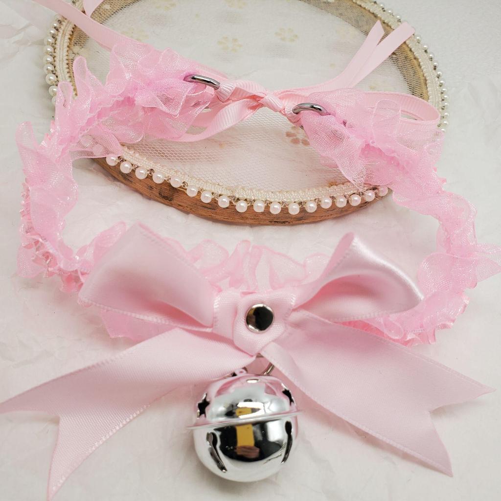 Jingle Bell Bow Lace Choker Necklace: Soft Girl Collar Accessory