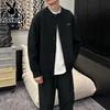 PLAYBOY Unisex Chunky Knit Baseball Collar Cardigan Sweater