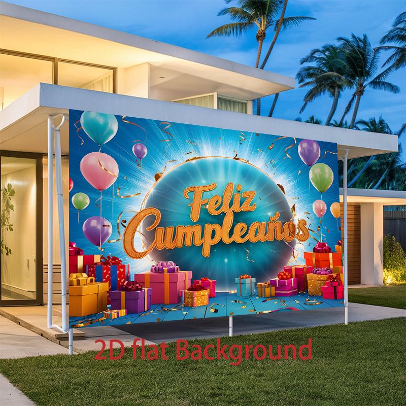 Geburtstagsparty Hintergrund Buntes Polyester Banner Fotokabinen Dekoration 103