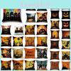 High-quality Cotton Linen Halloween Cushion Cover With Invisible Zipper