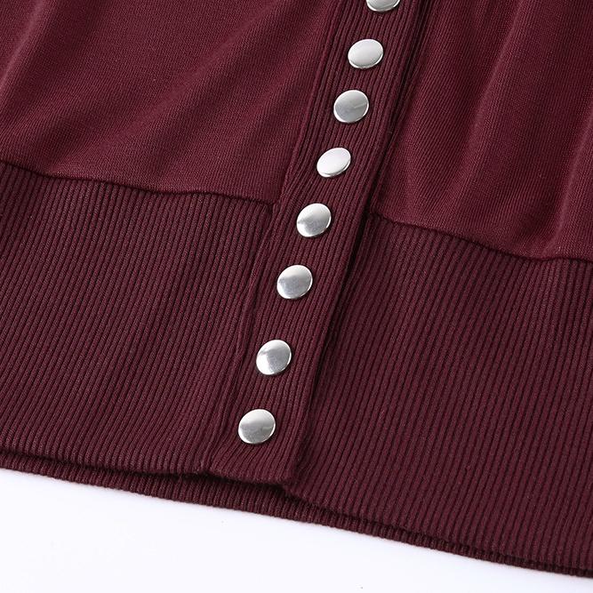 Cardigan cu mânecă lungă pentru femei Palton lung cu nasturi de culoare solidă Cardigan lejer casual