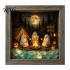 Halloween Ornaments Lighted Frame Ornaments, Light Up Shadow Box, Warm Holiday Table Atmosphere LED Lights for Home Living Room Bedroom Decor