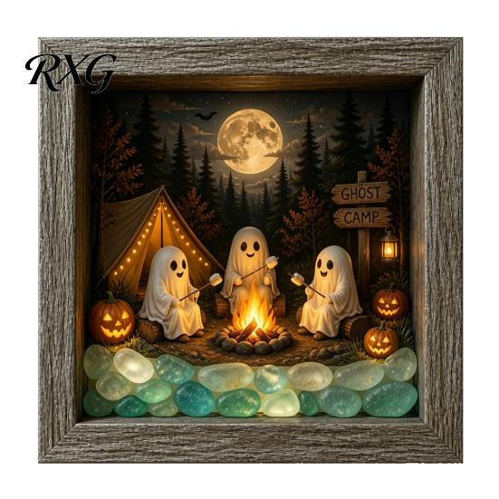 Halloween Ornaments Lighted Frame Ornaments, Light Up Shadow Box, Warm Holiday Table Atmosphere LED Lights for Home Living Room Bedroom Decor