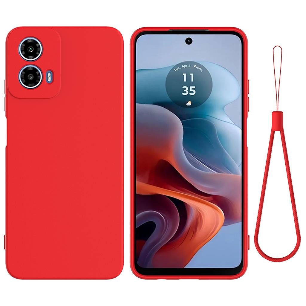 For Motorola Moto G45 5G Case Liquid Silicone Anti-Scratch Phone Cover with Hand Strap