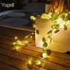 Flower Green Leaf String Lights Artificial Vine Fairy Lights USB Powered Christmas Tree Garland Light for Weeding Home Decor