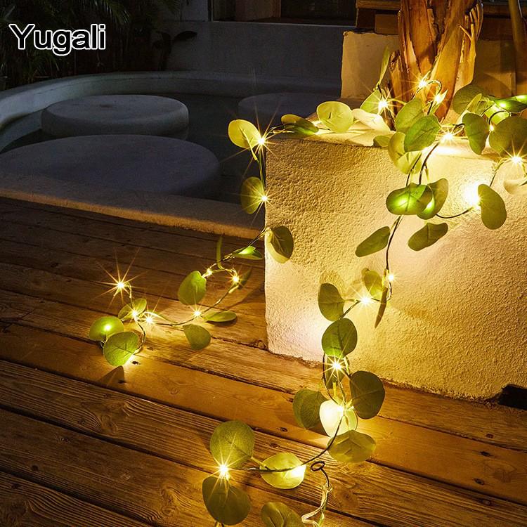 Flower Green Leaf String Lights Artificial Vine Fairy Lights USB Powered Christmas Tree Garland Light for Weeding Home Decor