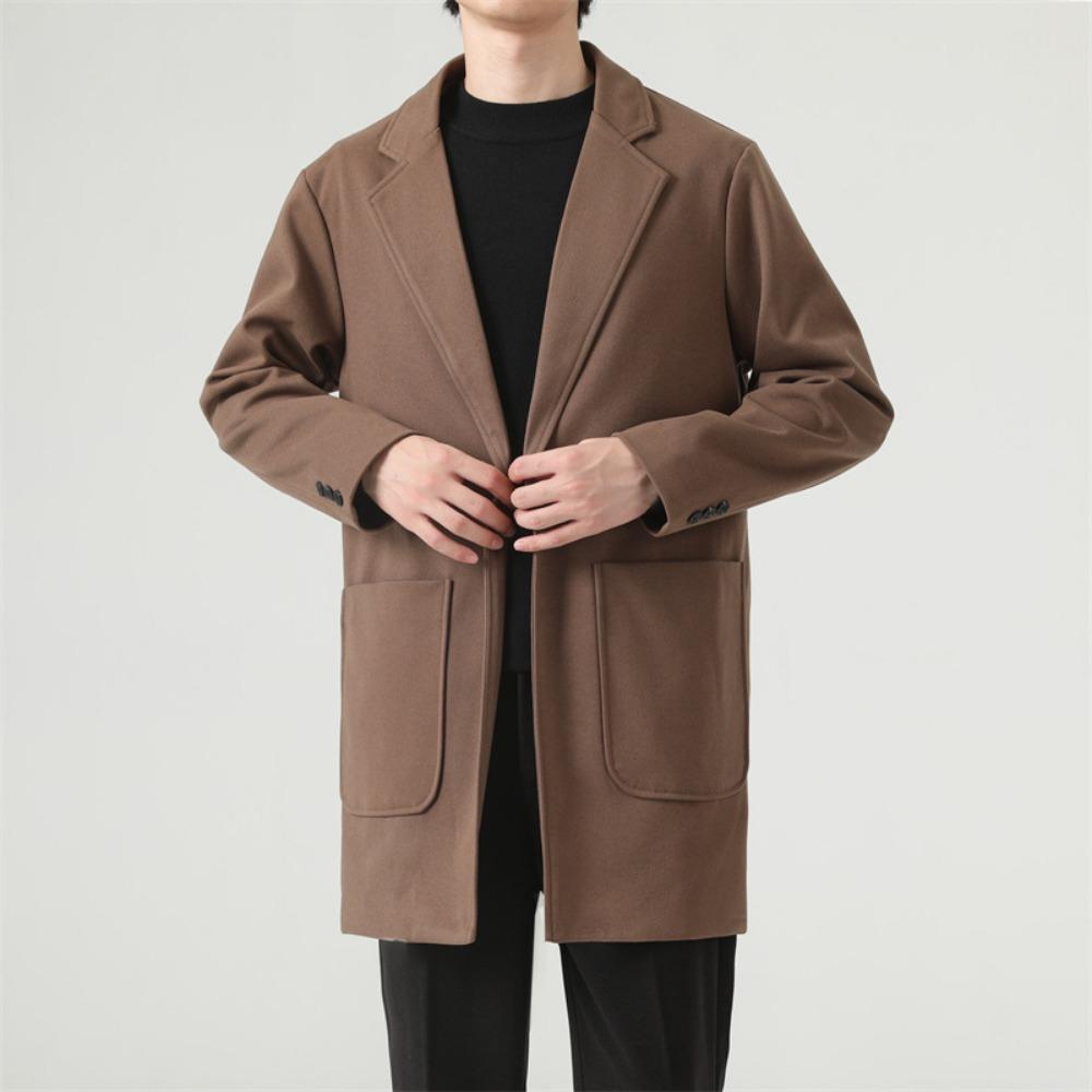 Woolen Coat Medium and Long Trench Coat Youth Suit Loose Men's Coat
