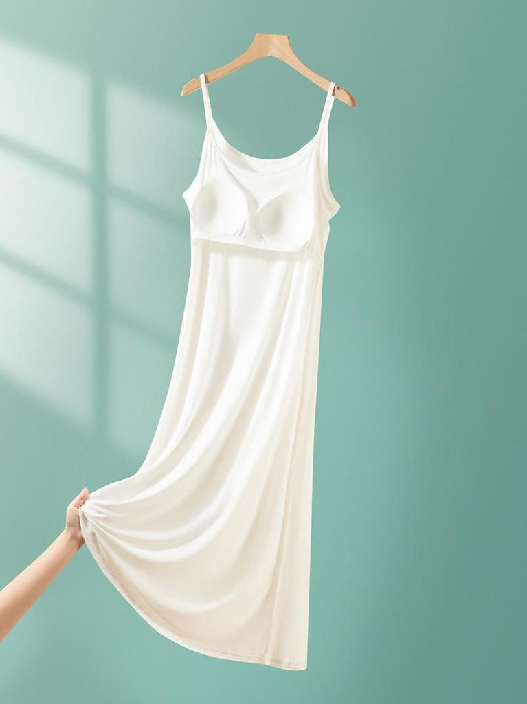 Modal Strappy Built-in Bra Summer Sleeveless Dress for Women 2025