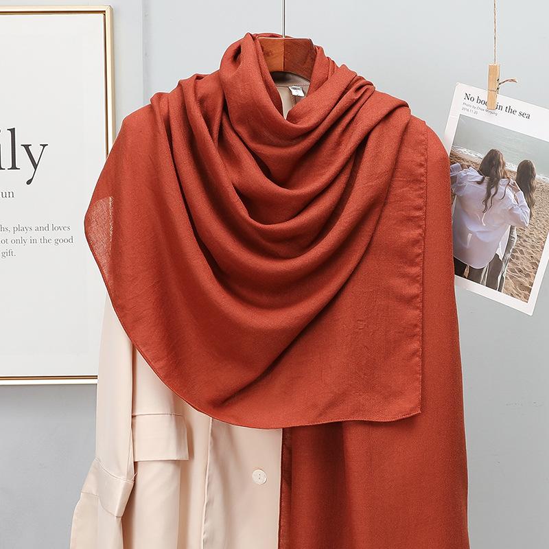 

Plain Stripe Cotton Scarf For Women Winter Warm Tassel Linen Pashmina Scarves Hijab Lady Foulard Shawls Wraps Female Bandana