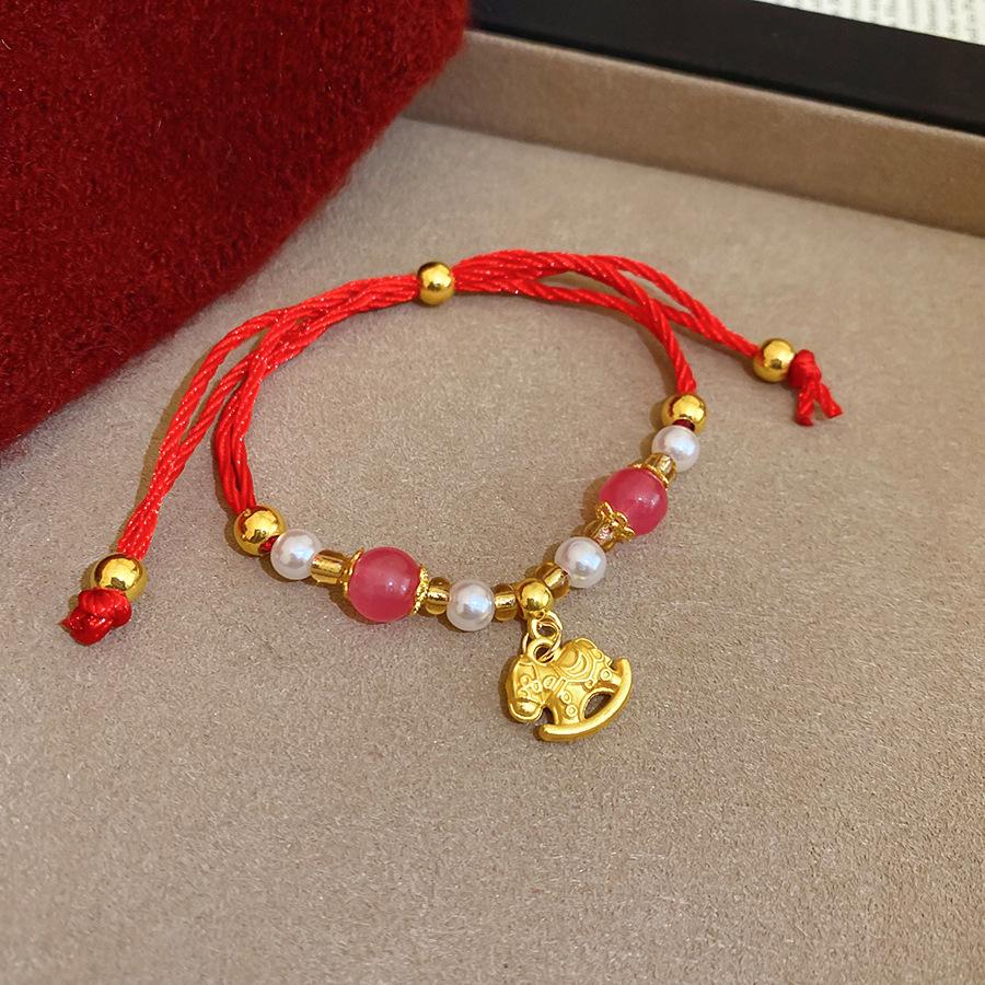 Chinesisches Rotes Schnur-Glasperlen-Armband - Hochwertiger Nischen-Handschmuck