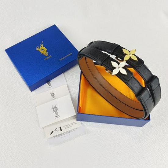 Women's Versatile Genuine Leather Belt with Floral Buckle for Jeans and Dresses