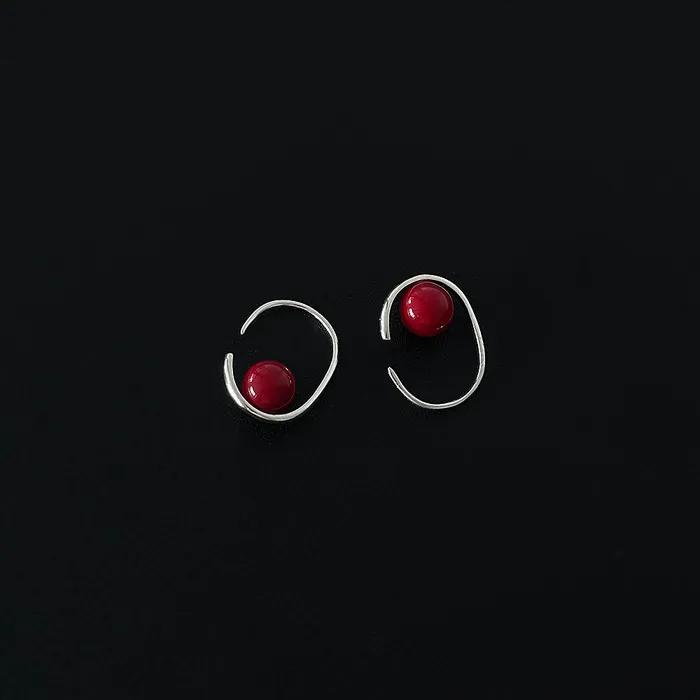 [925silver] Red point earring