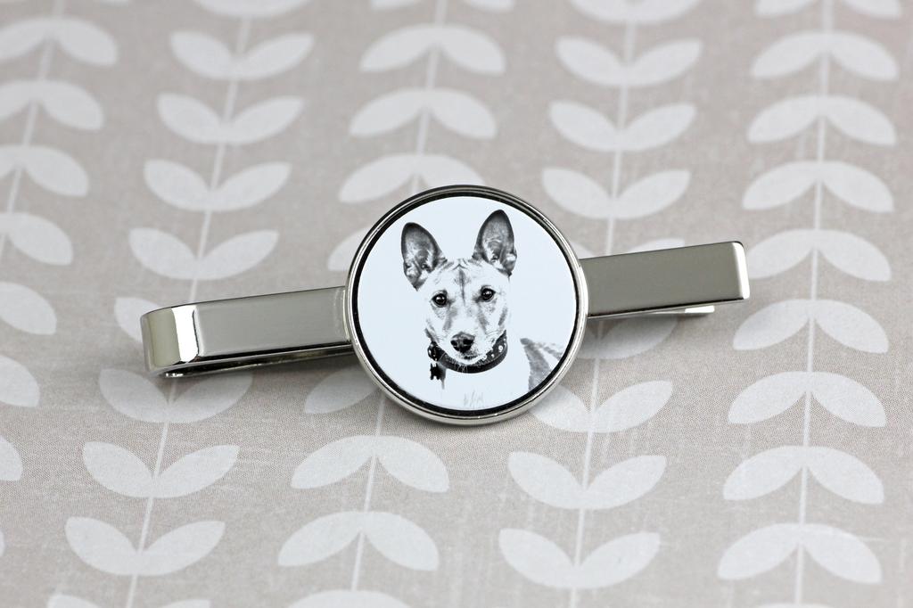 Basenji, African bush dog, Congo dog - tie clip with a dog, personalized tie clip, a unique gift for a man from the Art-Dog brand