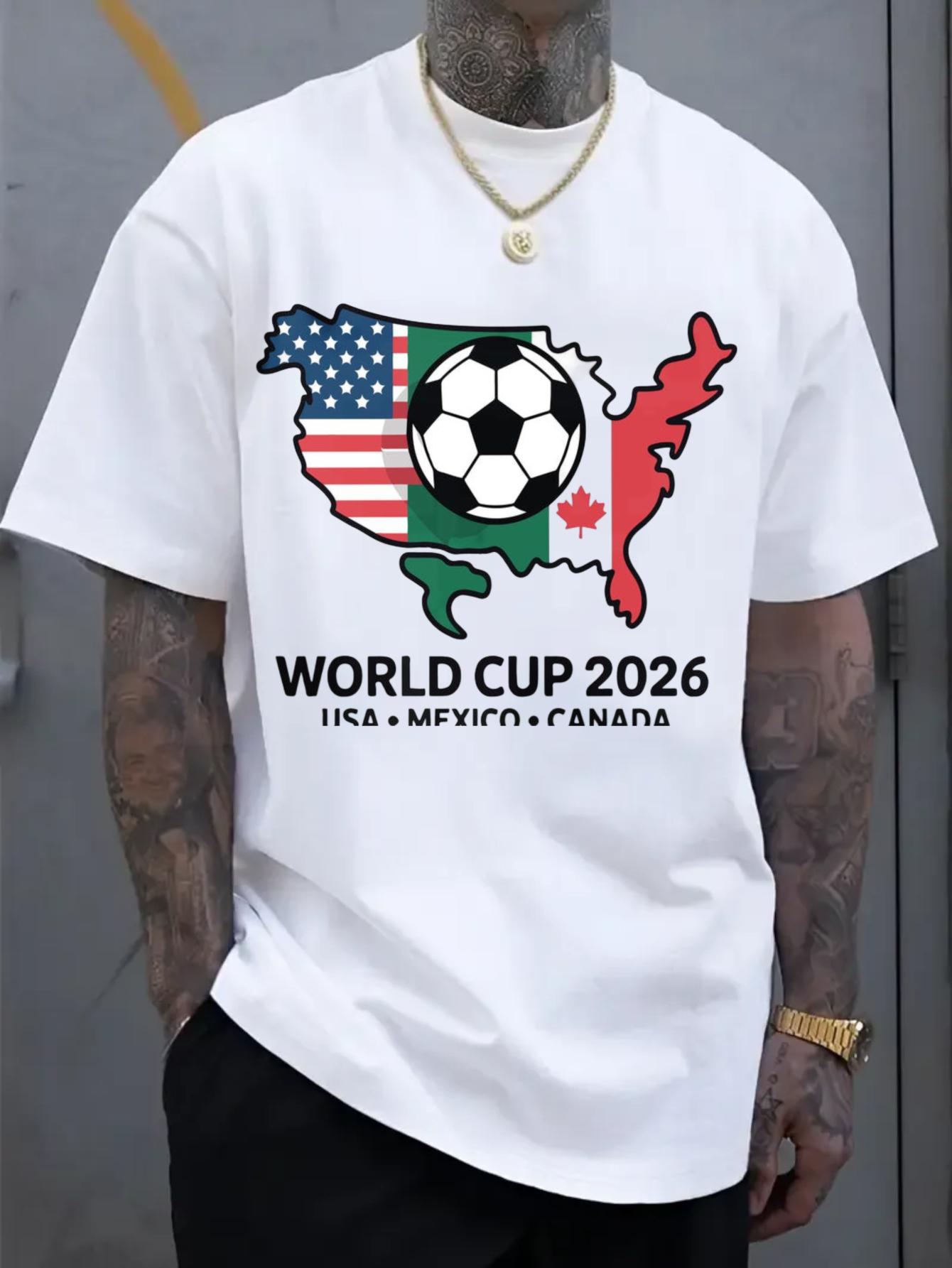 Рубашка с картой США, Мексики и Канады к Чемпионату мира по футболу FIFA 2026 S белый