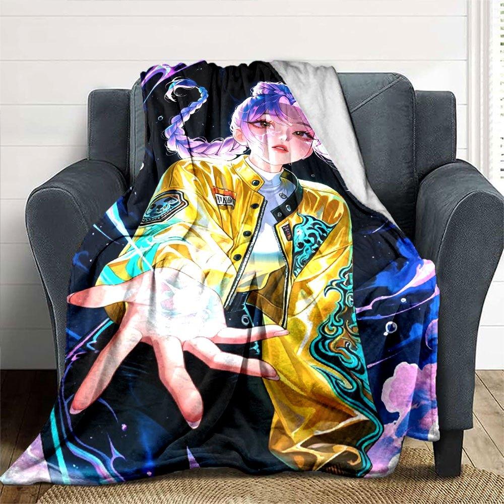 1pc Hunter X Kopo Group - Themed Flannel Blanket - Suitable for Bed, Home Decor, Graduation Gifts, Easter, Back To School, ChristmasA20