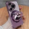 For Pura 80 Pro+ Plating Glitter Mirror Holder Silicone Shockproof Case for Huawei Pura 80 Ultra Magnetic Stand Back Cover