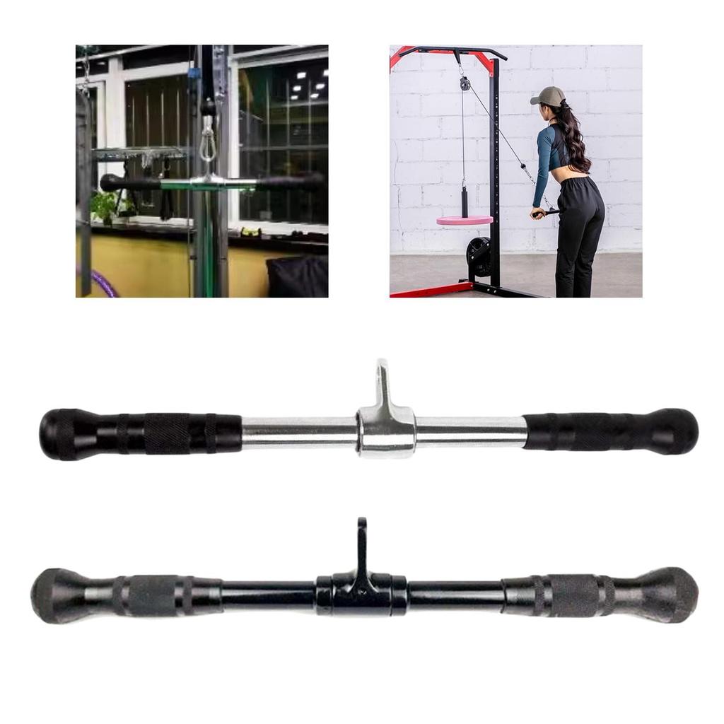 LAT Bar Non Slip Straight for Cable Pulley System Machine Squat Rack Gym Silver and Black