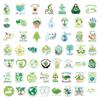 106Pcs/Set Handbook Decal Waterproof Cup Patterns Decorative Green Environmental Theme Self-Adhesive Graffiti Sticker Supply