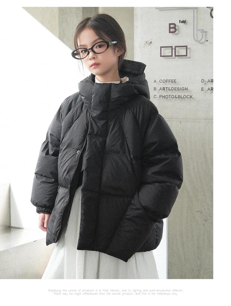 2025 Winter Hooded Down Jacket for Girls - 90% Down, Medium & Large Sizes, Children’s New Style