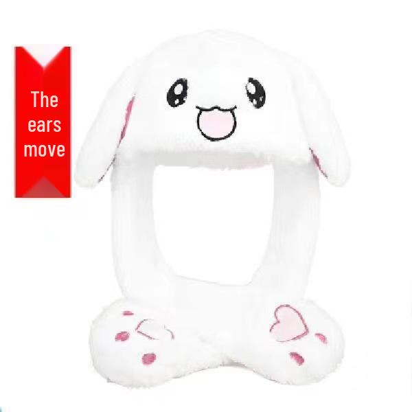 Children's Plush Cartoon Hat with Movable Ears - Luminous Rabbit Design for Parent-Child Matching