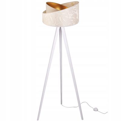 Floor Lamp Standing Tripod Wooden Lampshade Pattern