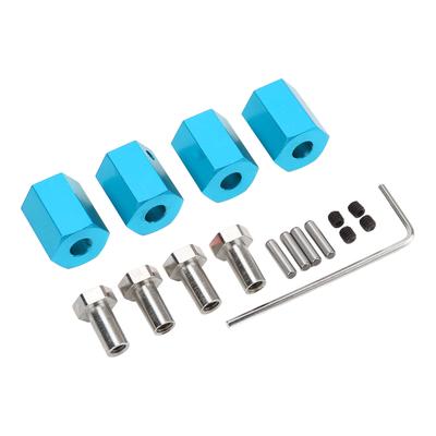 4Set 12mm Wheel Hex Hub 16mm Height with Pins Aluminum Universal for 1 10 1 12 Remote Control VehicleBlue