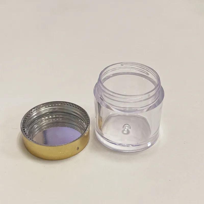 20pcs 10ml Golden Lid Mini Transparent Empty Box for Cosmetic Travel Bottle Containers Storage Nail Acrylic Powder/Glitters Jars