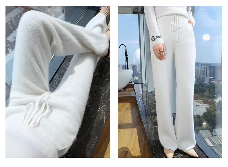 Lekasha Women's High-Waist Cashmere Velvet Wide-Leg Pants