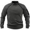 Men's Long-Sleeve Warm Tactical Sweatshirt with Stand-Up Collar, Solid Color, European Size for Spring and Autumn.