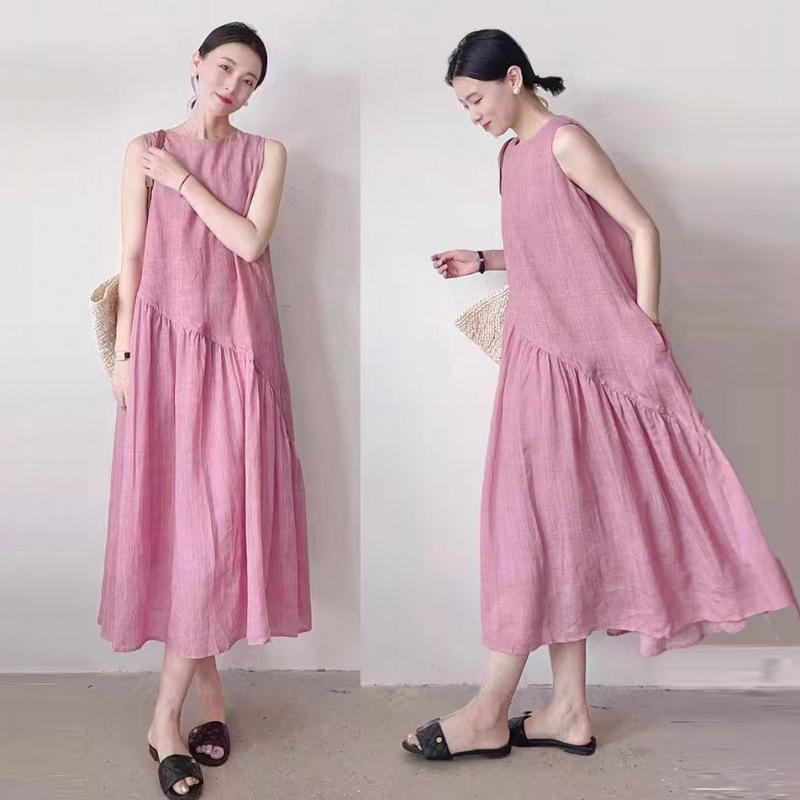

Sleeveless Solid color Dress 2XL червоний