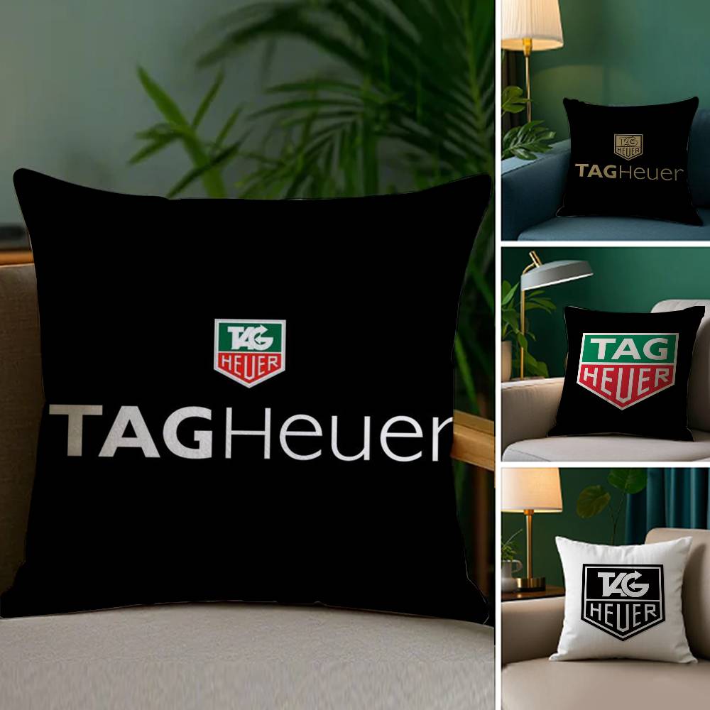 Watch Brand TTag Heuer Pillow Case Plush Fabric Soft Double Sided Print Sofa Cushion Cover Throw Pillow Covers