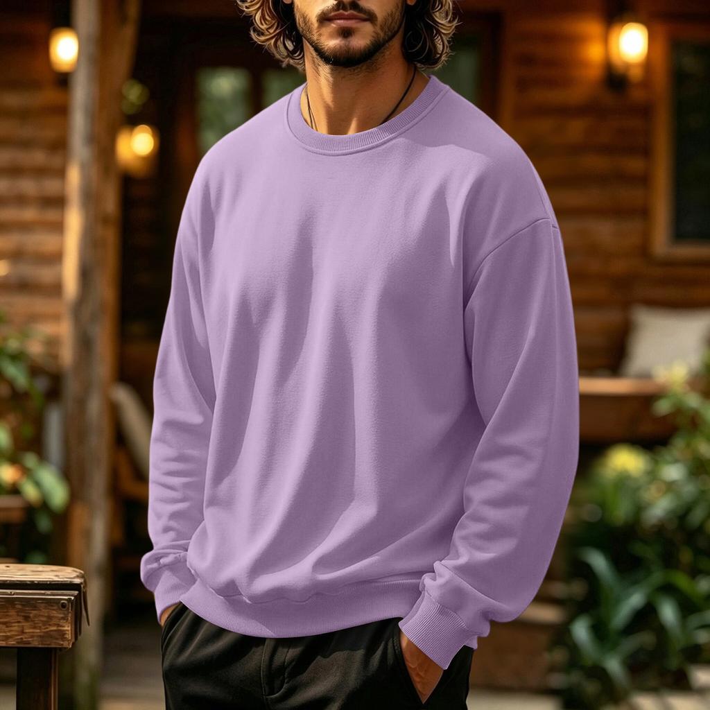 Men's Neck Sweatshirt Color Casual Pullover