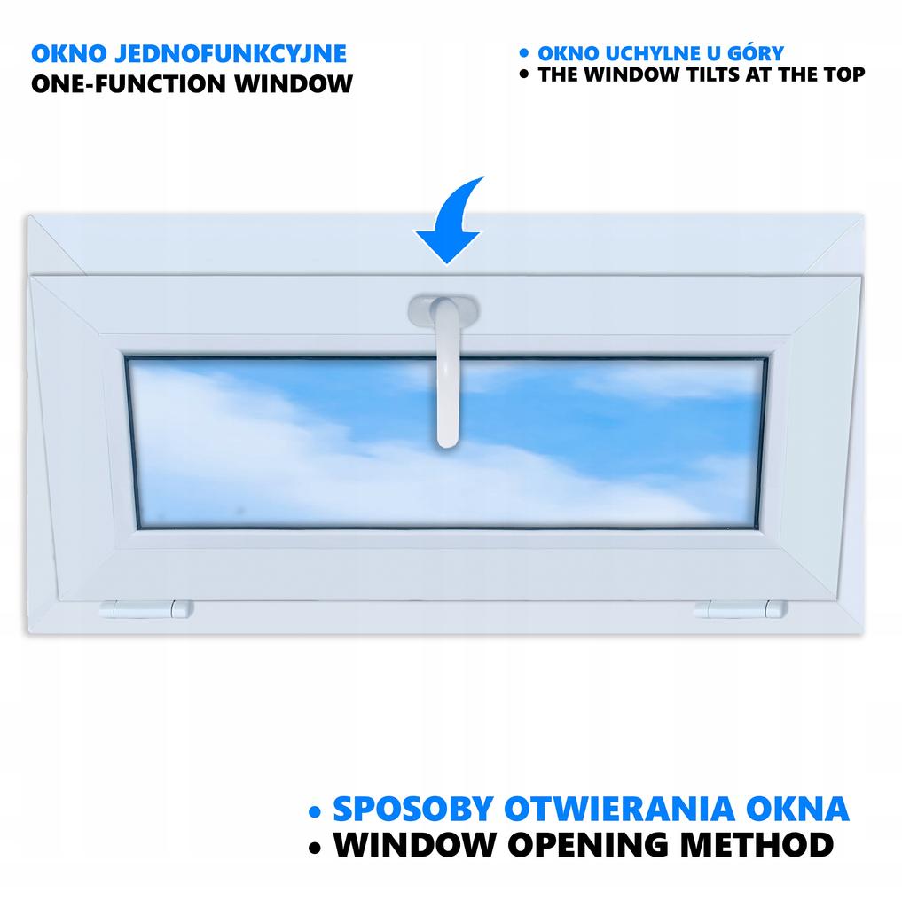 White PVC Window, Tiltable, 80x40, New, 800x400, Top-hung, Double-glazed
