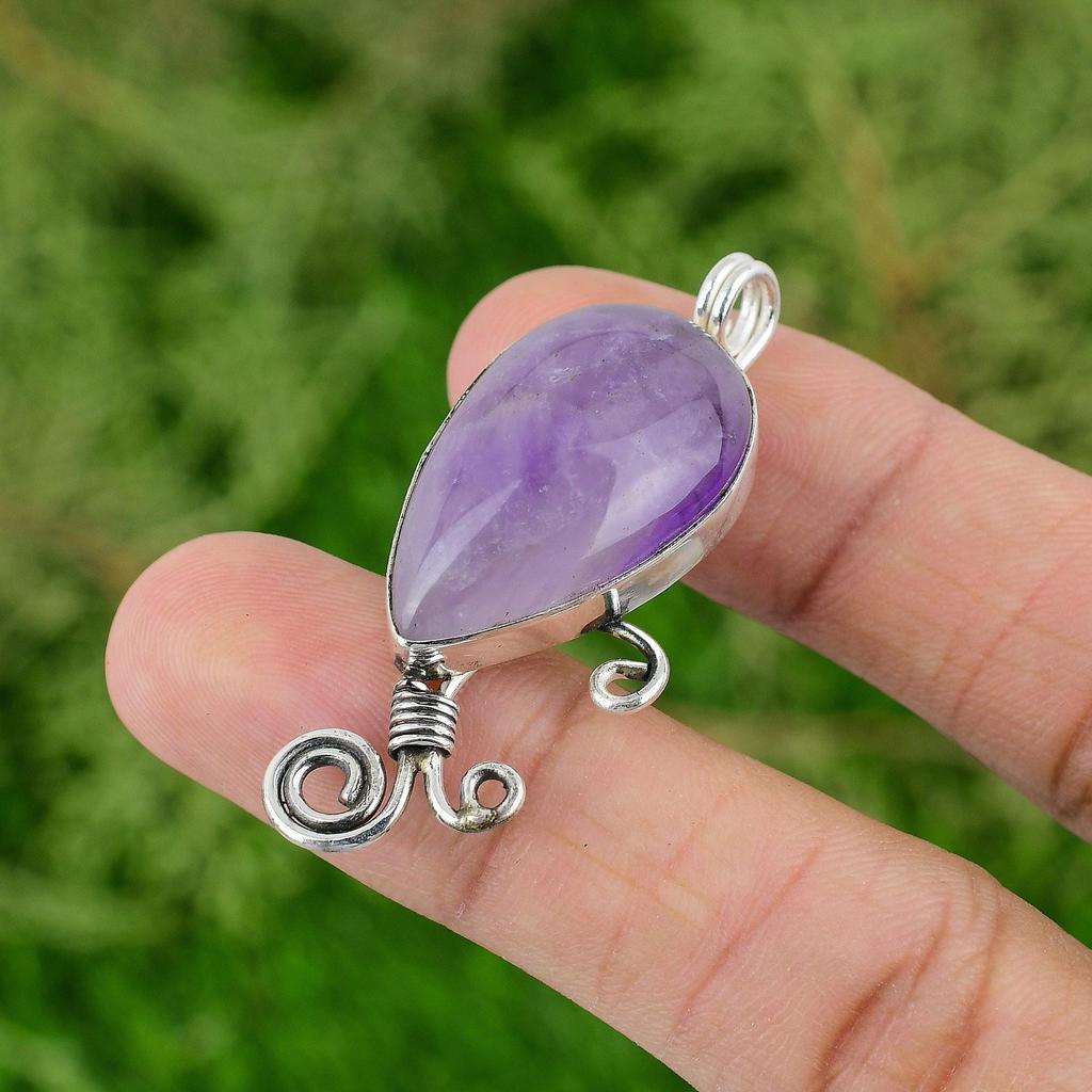 Daughters Day Sale Sterling Silver Natural African Amethyst Sister Boho Pendant