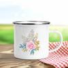 Tazas de Esmalte Retro con Estampado de Flores Tazas de Café Creativas Verano Picnic al Aire Libre Bebidas Zumo Leche Tazas de Acampada Asa Utensilios para Beber Regalos