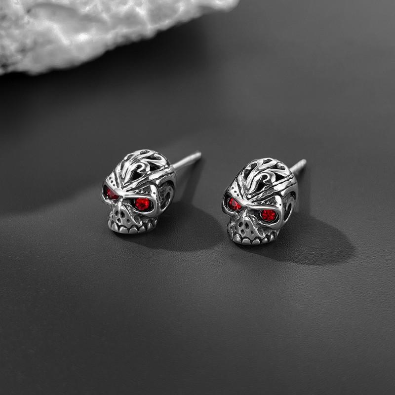 European American Stainless Steel Earrings With Male Personality Retro Hip-hop Street Skull Punk Style Titanium