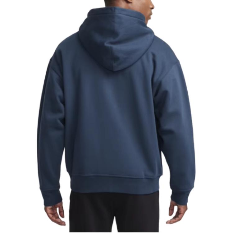 Nike Haftowana wygodna bluza casualowa Solo Swoosh Męskie bluzy Deep-Sea-Blue FZ1165-478