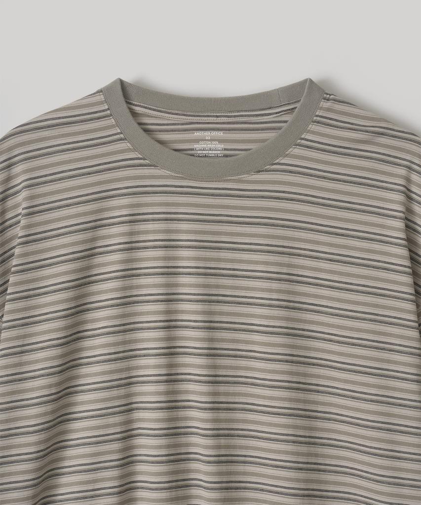 ANOTHER OFFICE Zephyr Stripe Short Sleeve T (Light Khaki)
