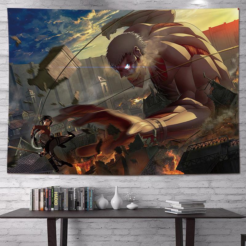 Attack On Titan Anime Tapestry Vertical Cartoon Wall Hanging Art Tapestry For Dorm Bedroom Living Room Home Decoration