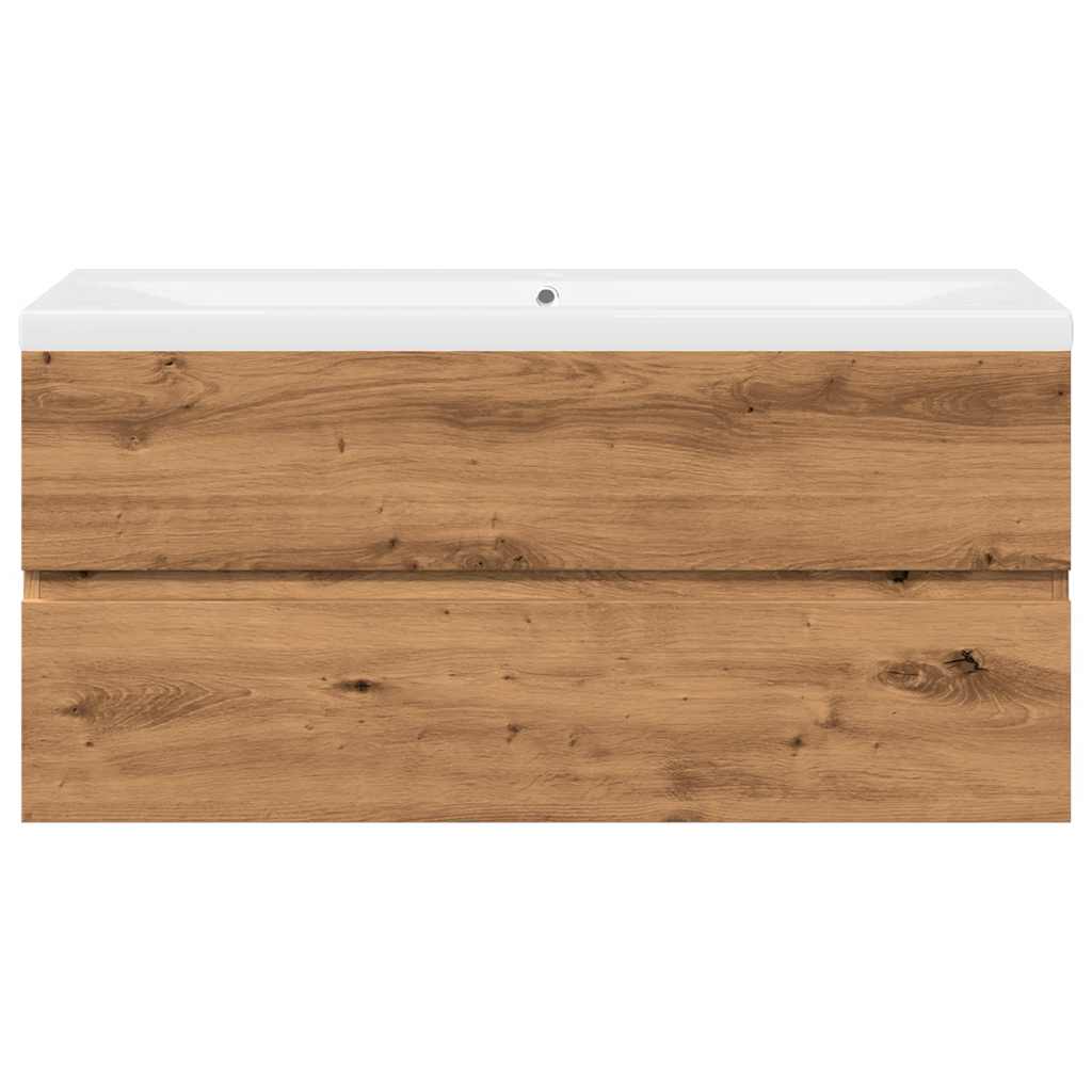 Bathroom Vanity Unit with Built in Basin Artisan Oak