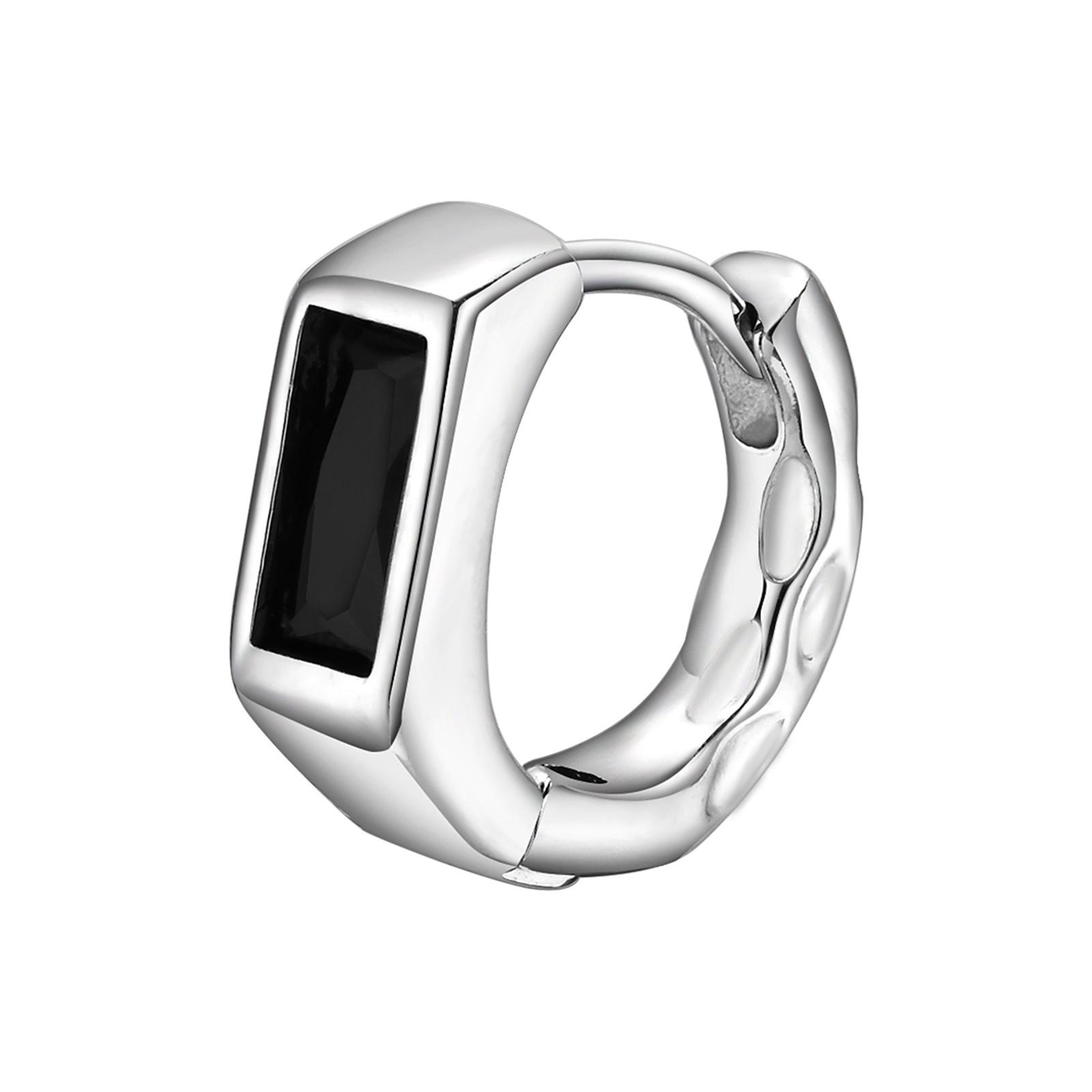 

Геометрические серьги-кольца из черного камня для мужчин, металл медного цвета, стильный подарок для мужа, папы, парня